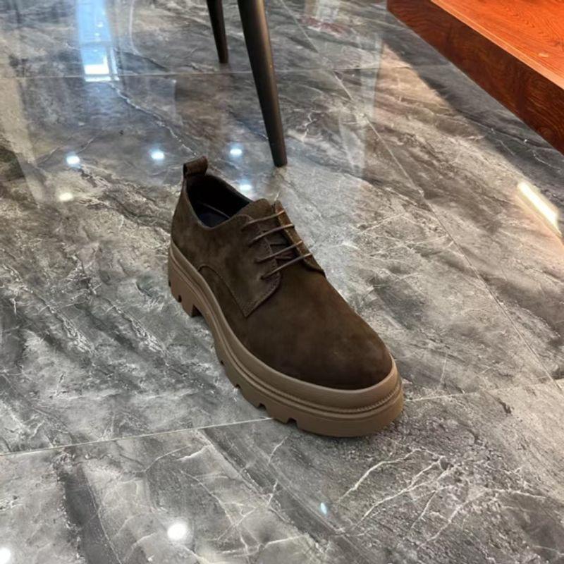 2025 New Autumn High-End Men's British Casual Leather Shoes with Thick Sole