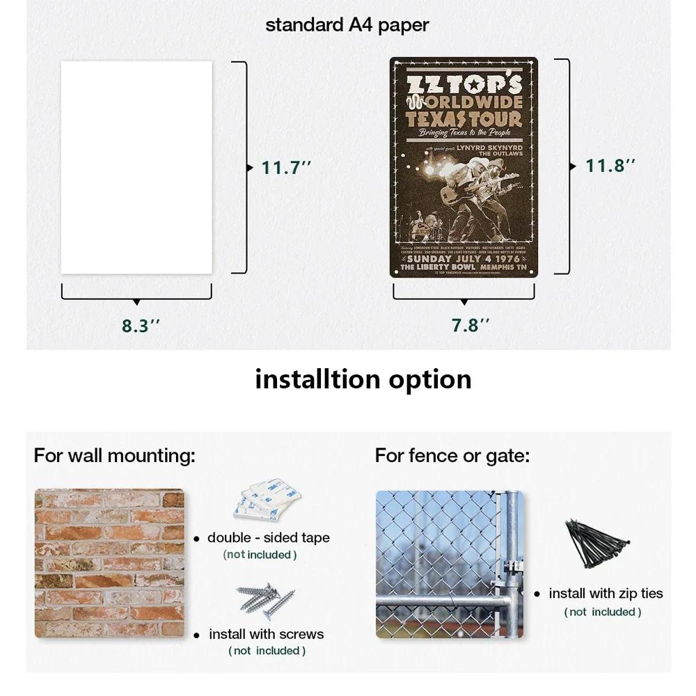 Tin Sign ZZ TOP Rock N Roll Poster Decorative Plaque Metal Signs Retro Vintagge Wall Plate For Home Club Pub Gift Wall Decor