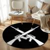 Decorative Round Abstract Multicolor Floor Rug, Non-Slip Floor Mat for Nursery
