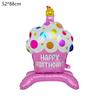 Birthday Cake Balloon with Base Standing Foil Balloon Cute Cake Balloon Kids Boy Girl Birthday Party Decor Supplies Baby Shower