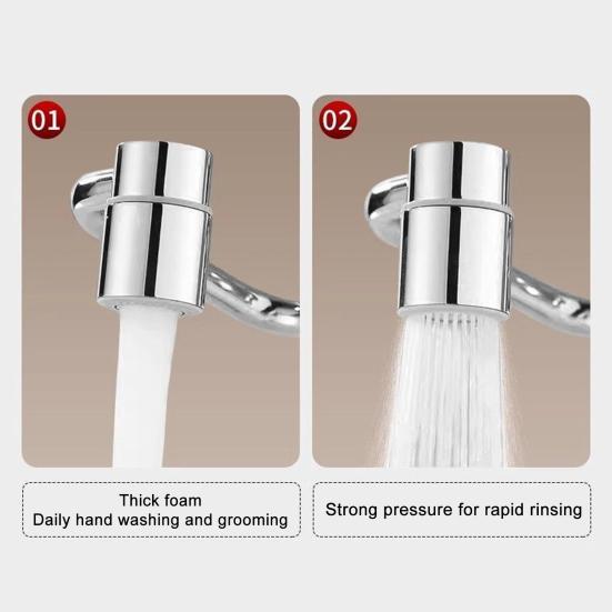 1/2Pcs Faucet Mechanical Arm with Gentle Face Wash Dual Water Jet Mode Rotable Bubbler Extension Rod Faucet Attachment