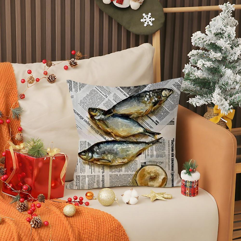 Colorful Sardine Lobster Pillow Case Living Room Sofa Decorative Cushion Cover Simple Household Light Luxury Printed Pillow