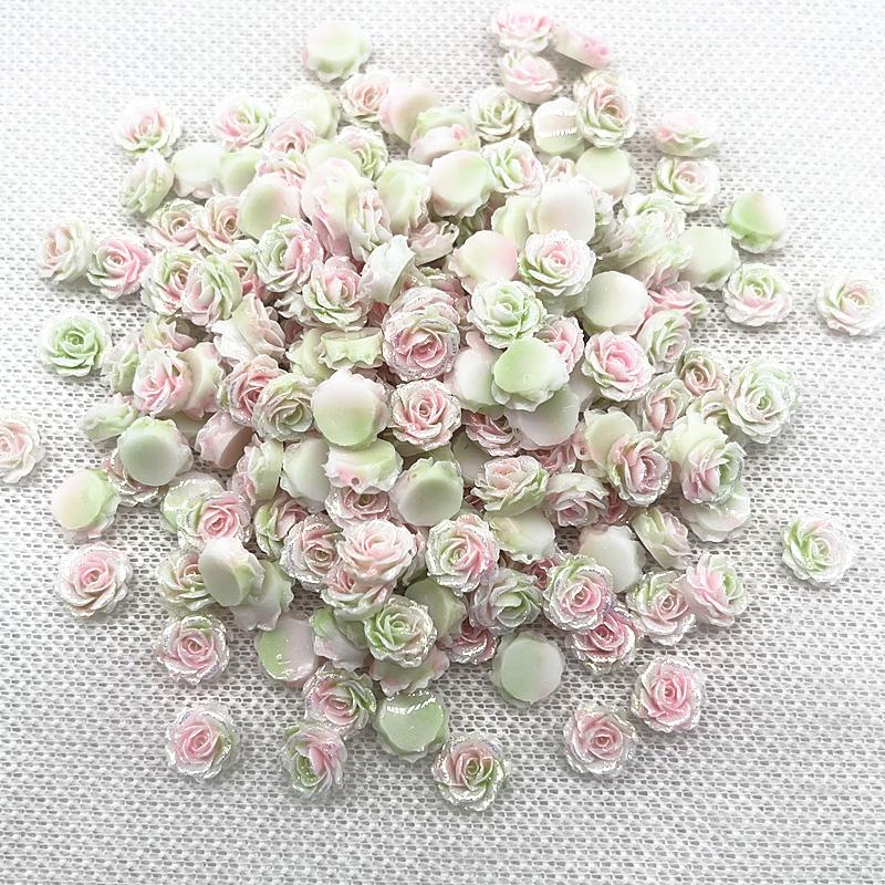 30pcs 13mm High Quality Glitter Resin Rose Flowers for Jewelry Making 3D Nail Accessories Handmade DIY Nail Art