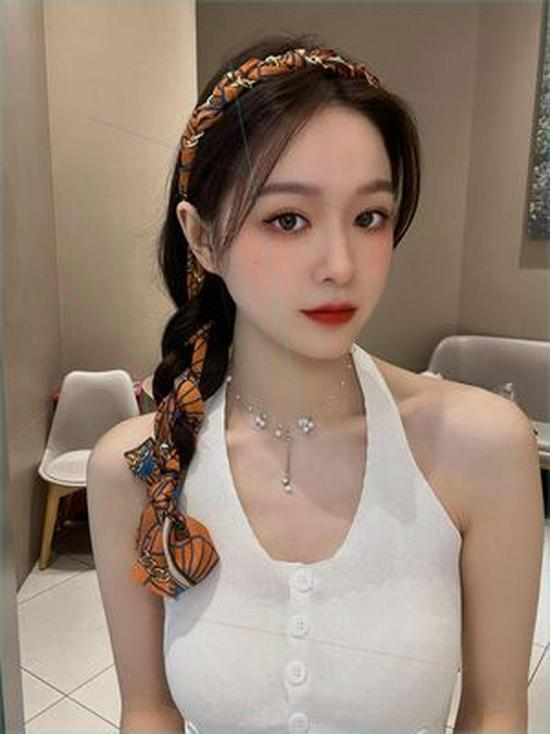 

Ретро атласная цепочка-ободок и шелковый шарф-лента для волос