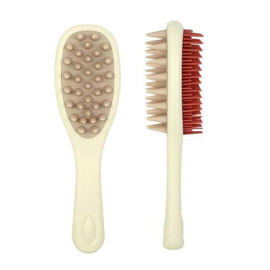 Double-sided Shampoo Brush Long Handle Scalp Massager Comb Men Women 2-in-1 Hair Scrubber Fine Wide Teeth Detangling Brush