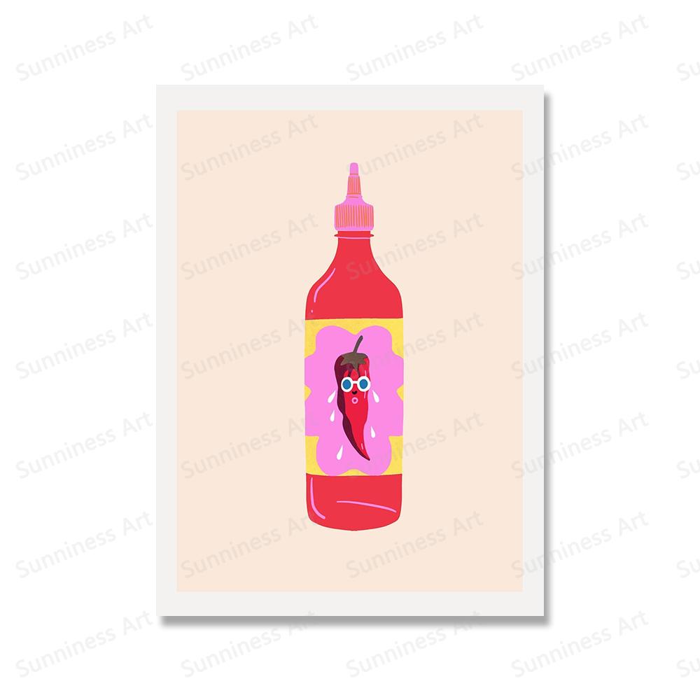 Japanese Hot Chilli Sauce Canned Tomato Wall Art Painting Nordic Poster And Print Risograph Pictures for Living Room Home Decor