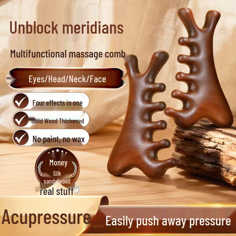 

Jintaikang 4-in-1 Sandalwood Scalp & Facial Gua Sha Comb
