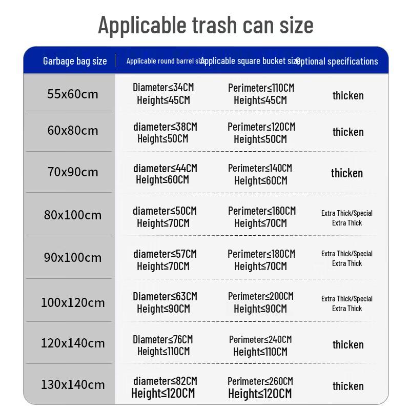 HUQUE Extra Large 100x120cm Thickened Flat Top Garbage Bags, 50 Count