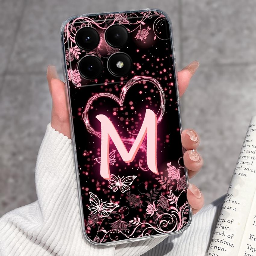 Casing For Redmi K70 K80 K60 K50 K40 K30 K20 Pro K70e K60e K90 Pro Max Phone Case Premium Letters Pattern Transparent TPU Back Cover For Redmi Housing