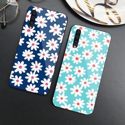 Broken Flower Small Fresh Phone Case For Samung A32 A51 A52 NOTE 10 20 S10 S20 S21 S22 Pro Ultra Black PC Glass Phone Cover