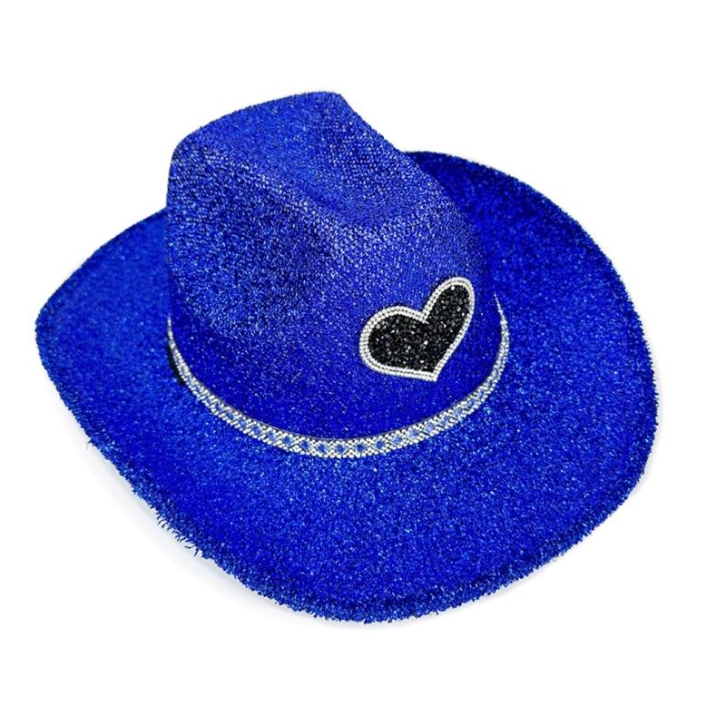 Chapeau haut-de-forme à larges bords accrocheur avec poudre scintillante pour événement en soirée, club de danse et festival de musique, accessoires de rassemblement
