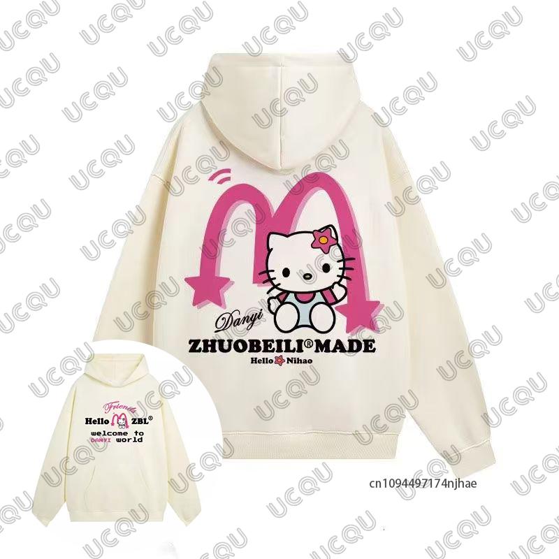 

2025 Korea Sle Cartoon Cute HelloKitty Print Women Cotton Hoodie Autumn Winter Long Sleeve Sweatshirt Casual Pullover Unisex Top S