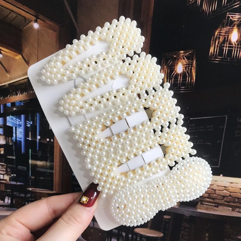 1 Set Geometric Flower Pearl Hair Clip Pin For Women Hairpins Fashion Acrylic Barrettes Hairgrips Hair Accessories Girls Jewelry