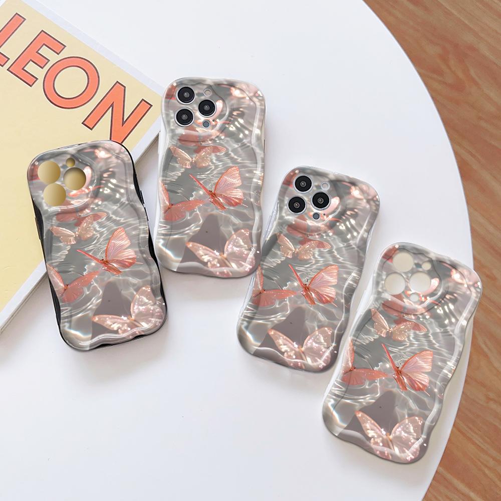 Roztomilý kreslený vzor s krémovou texturou Pouzdro s vlnitým okrajem, měkký silikonový kryt, pouzdro na telefon OPPO Reno Realme