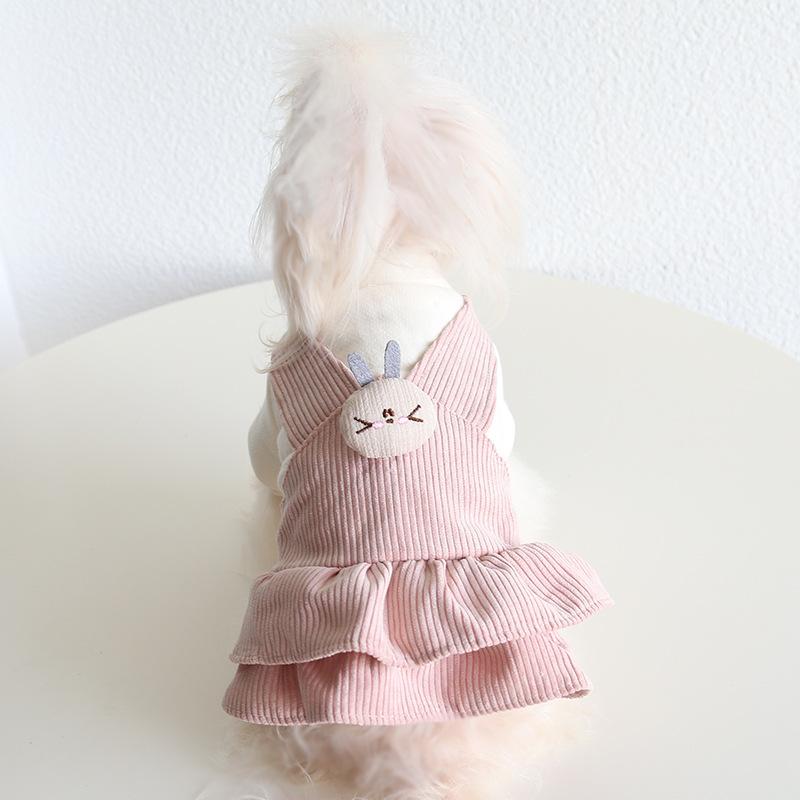Nini Rabbit Velvet Suspender Skirt 2023 Autumn/Winter Cat Clothes Pet Clothes Dog Clothes Dog Dress Pet Clothes