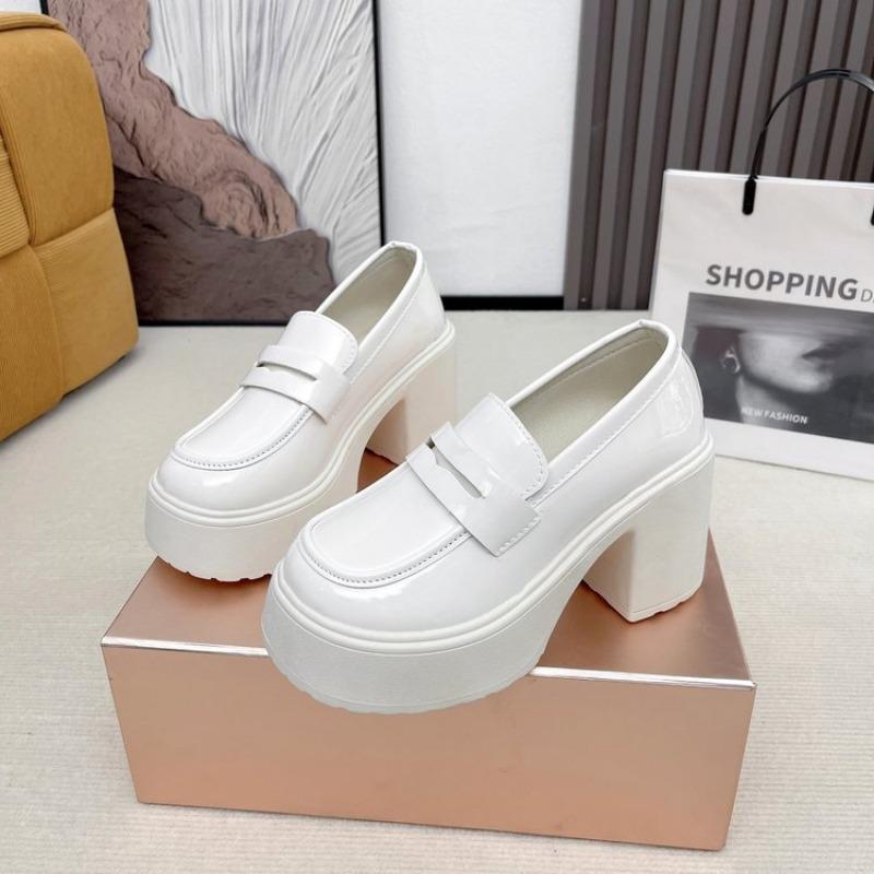 Small Leather Shoes Women's Spring and Autumn New Thick-soled Black Muffin Thick Heel One-pedal Single Shoes