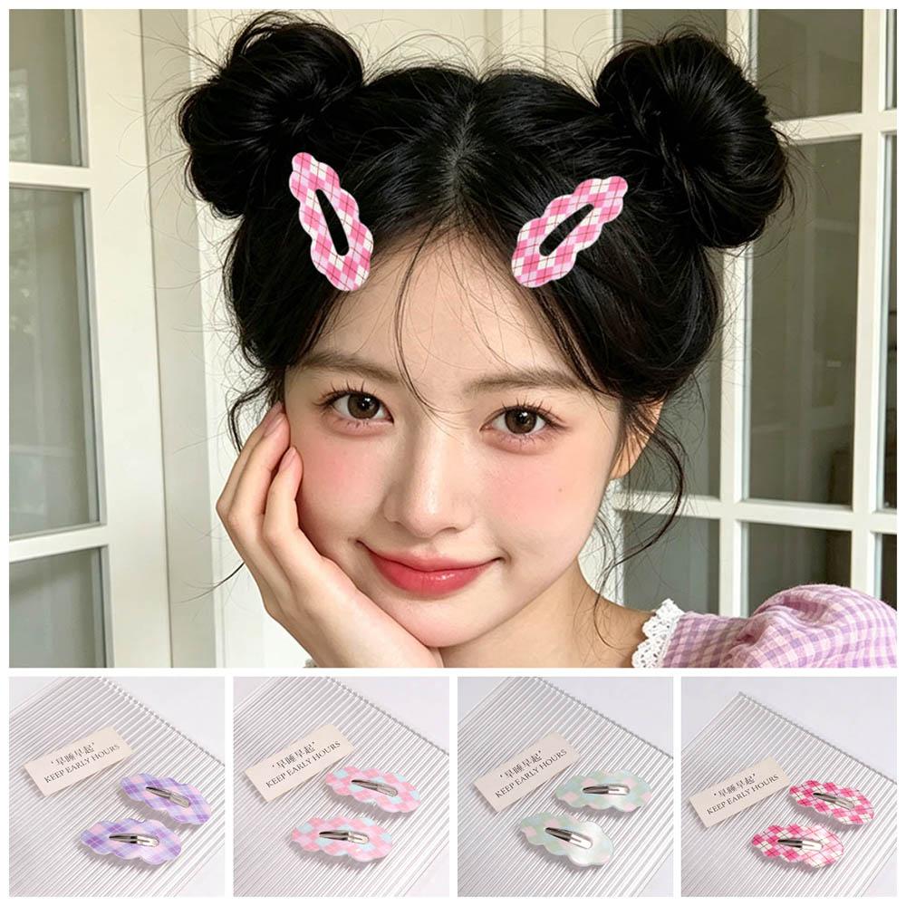 Candy Color Cloud Hair Clip Zinc Zinc Alloy Korean Style Hairpin Sweet Plaid Hair Clip Travel