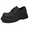 Derby Shoes Black Men's Shoes 2025 New Winter Platform Heightening Big Head Shoes Casual Matte Men's Round Head Leather Shoes
