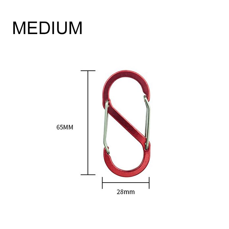 

S-образный двойной карабин, брелок, замки-молнии для рюкзаков, карабин, скользящий замок, алюминиевый сплав, большой, средний, маленький карабин для кемпинга 6.5*2.8cm