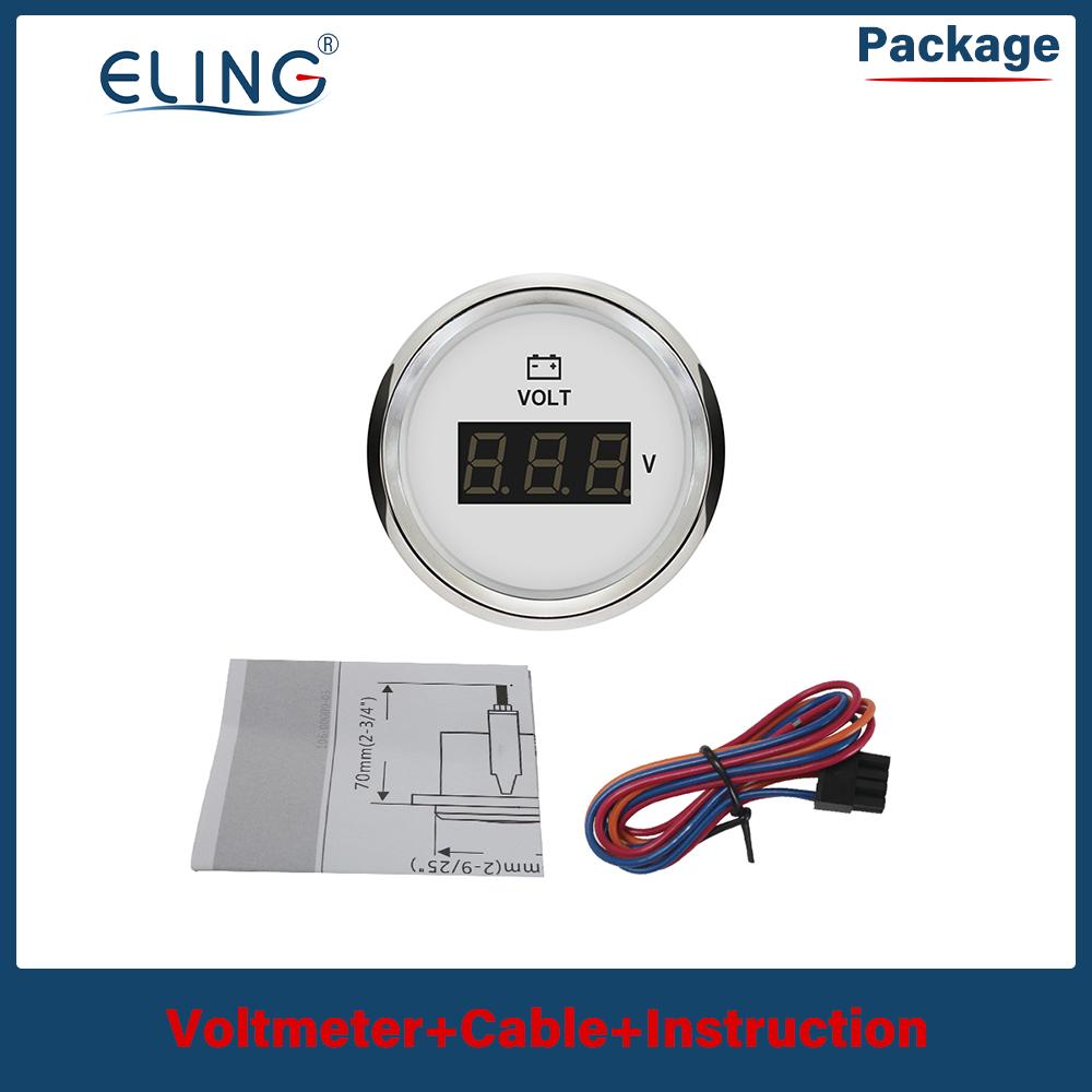 ELING 52mm Waterproof IP67 (Digital) Voltmeter Voltage Meter 8-16V 16-32V (8-32V) for Auto Boat Yacht RV Motorcycle Vehicle
