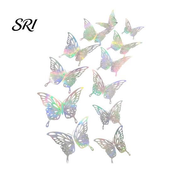 Home Atmosphere Decor 12Pcs/Set Wall Sticker 3D Hollow Butterfly Design Lightweight Easy Living Room Installation Decals Bedroom Birthday Party