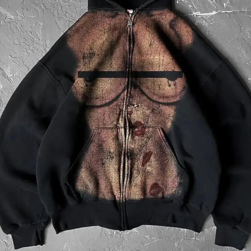 Europäischer und amerikanischer Herbst- und Winter-Slim-Fit-Straßentrend, schwarzes Kapuzen-Sweatshirt mit Reißverschluss für Männer und Frauen