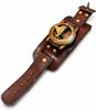 Handgefertigte Messing-Sonnenuhr-Armbandkompass-Uhr, Nautisches Lederarmband, Maritime Sammlerstück, Maritimes Armbandzubehör