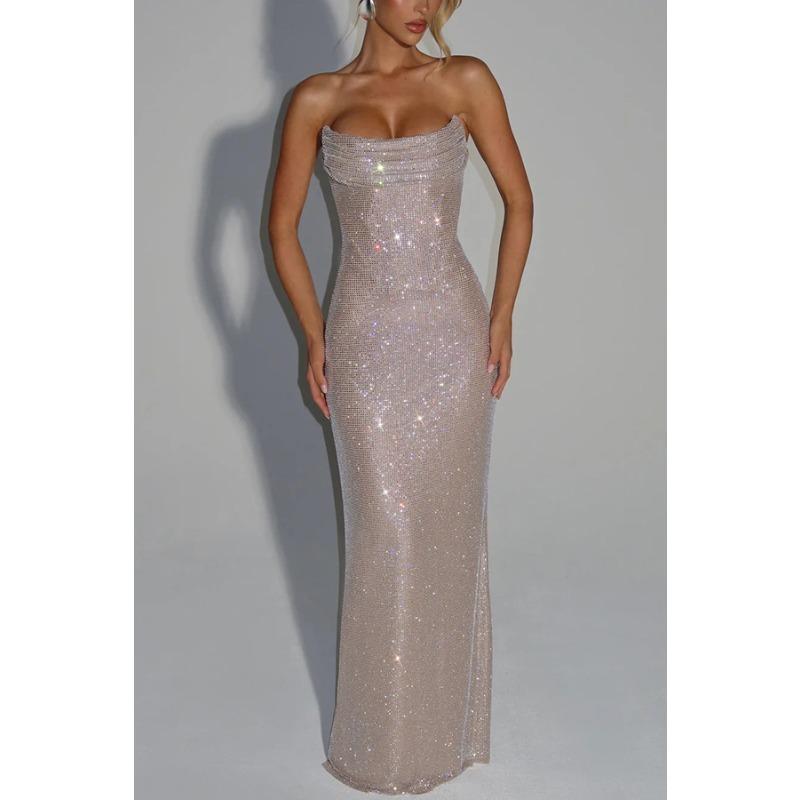 Women's Celebrity Slim-Fit Sleeveless Sequin Long Evening Dress Dress