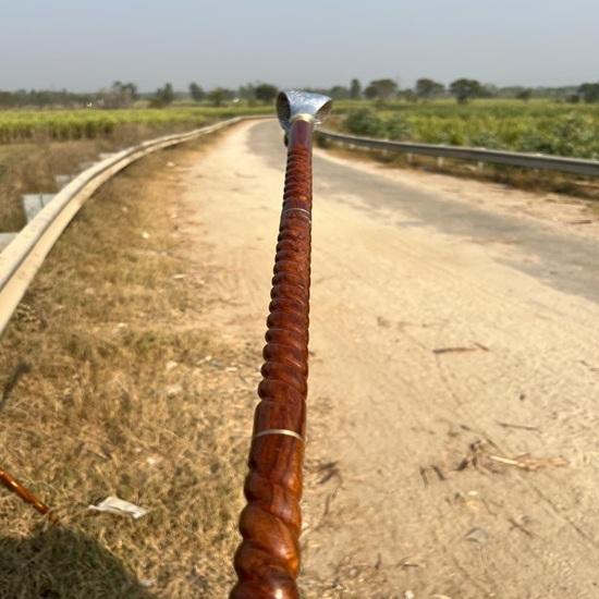 Kobra Silbergriff Gehstock Rosenholz Holzstock, für Herren Damen Vatertag, Geburtstage, Jubiläen Ruhestand Geschenk