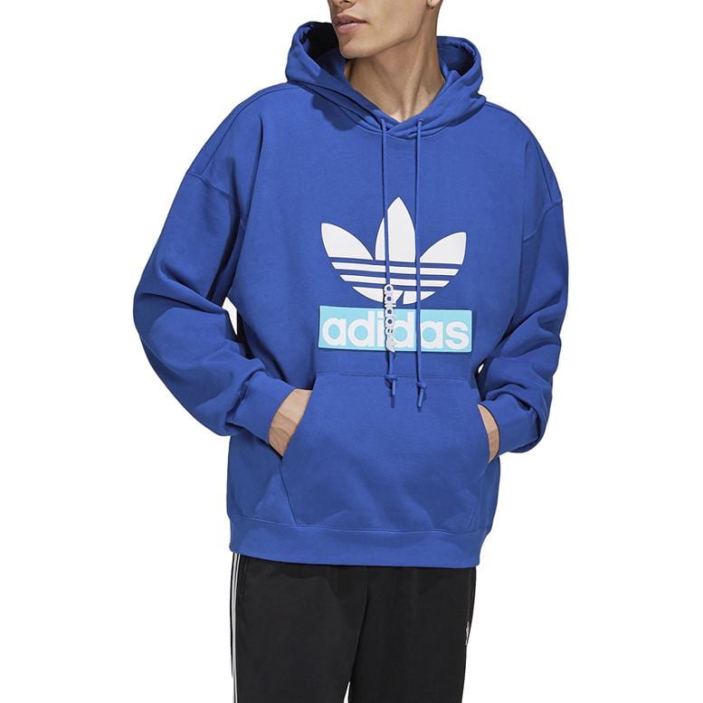 adidas Originals BIG TREFOIL Sweatshirts Men's Collegiate Blue Hooded Moderate Regular H09353