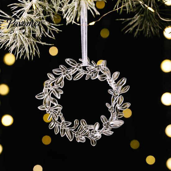 Durable Acrylic Hanging Decors Faux Crystal Christmas Ornaments, Clear Reindeer/Bell/Wreath/Wine Glass Winter Modern Holiday Ornament Collection