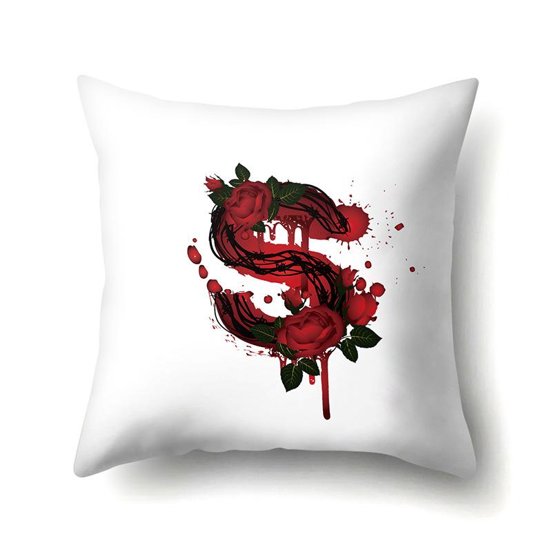 Halloween Polyester Kissenbezug Rose Kopfteil Auto Taille 26 Englische Buchstaben Gedruckter Kissenbezug