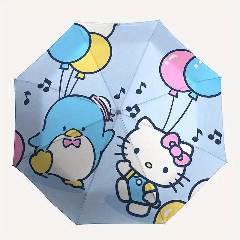 Penguin, Hello Kitty Automatic Opening and Closing Parasol Compact Travel Umbrella with 8 Ribs for Women and Men Ideal Birthday/Christmas Gi