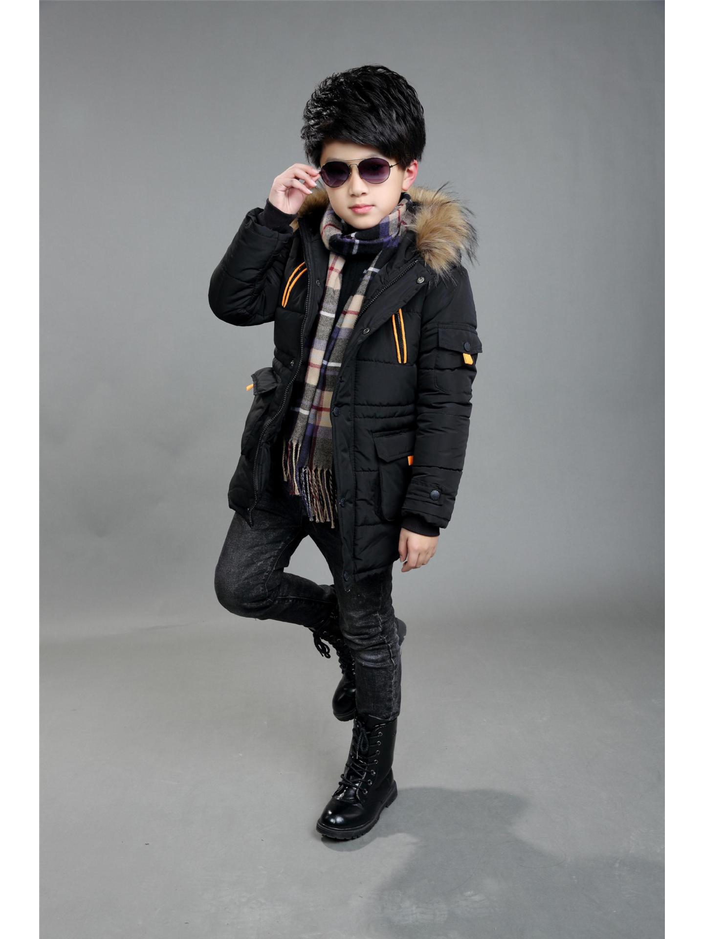 

2023 Мальчиковая куртка средней длины с хлопковой подкладкой - Толстый, теплый пух для осени и зимы 160 cm