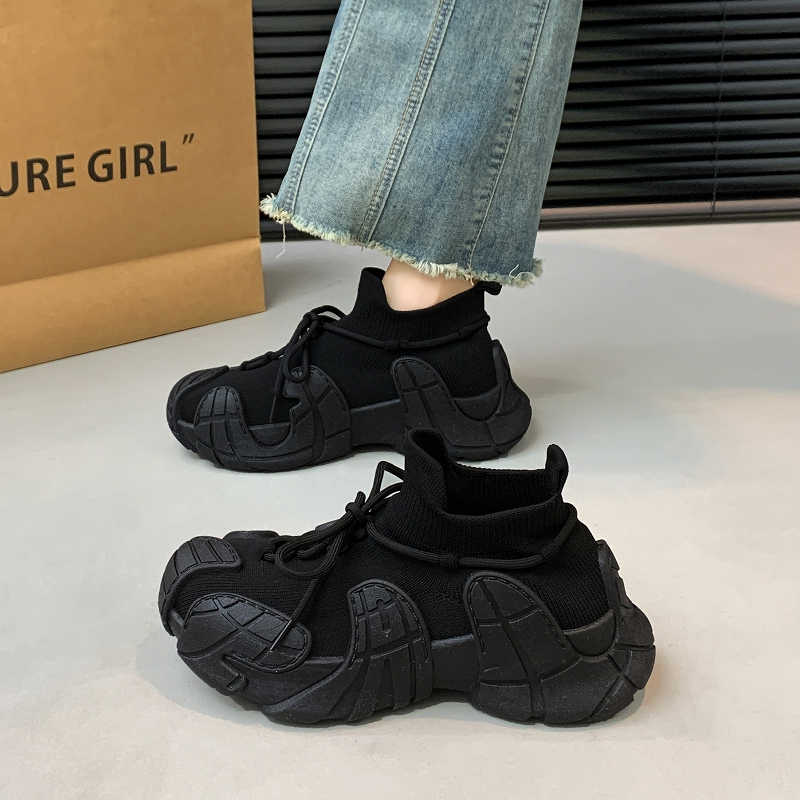 Fashion Thick Heel Round Toe Size 35 Women Shoes Vulcanize Luxury Woman Basketball Red Sneakers Sports Overseas Athletic Sneskers