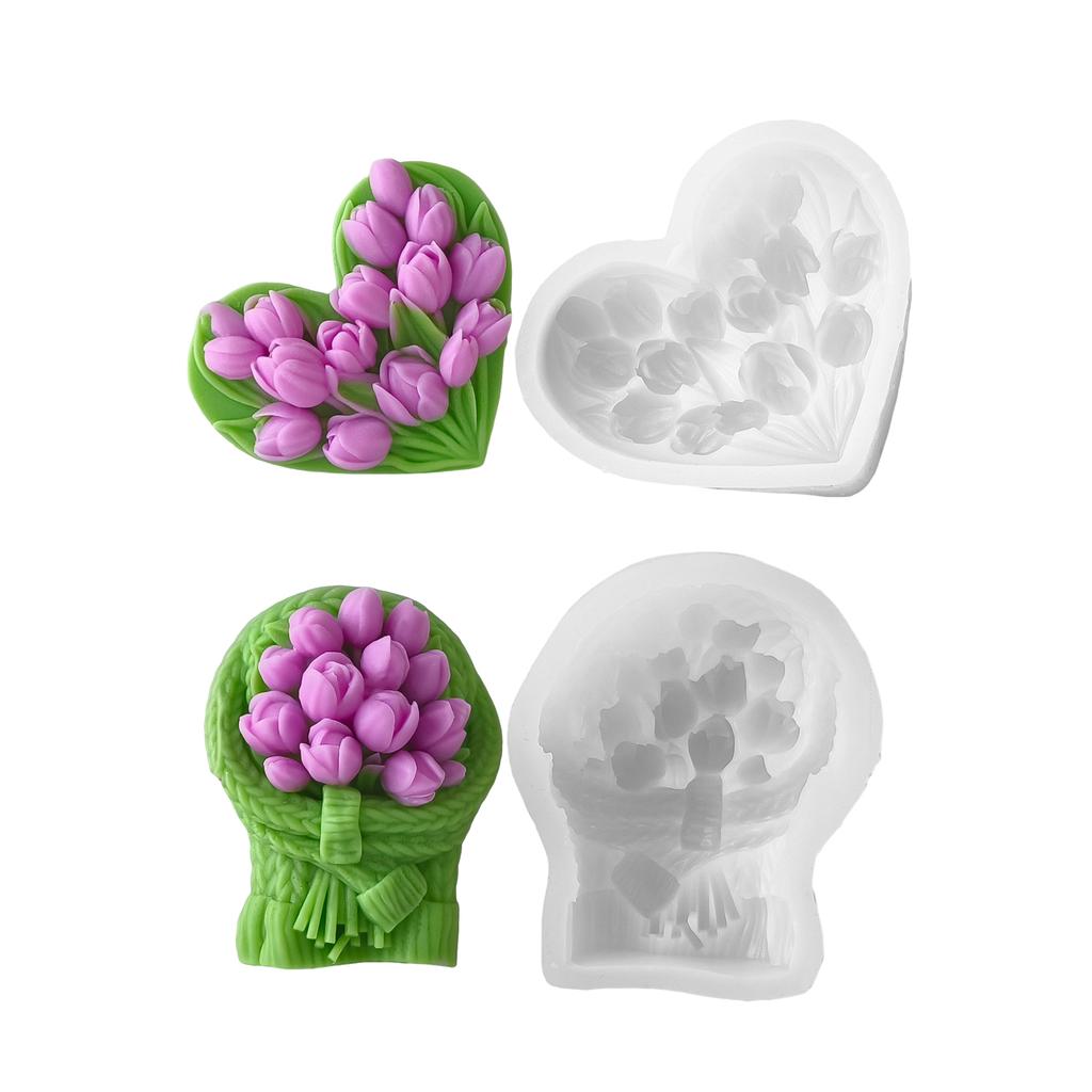 Multipurpose Tulips Candle Stand Sturdy Silicone Plaster Mould for Elegant Home Decoration Wedding and Festive Occasions