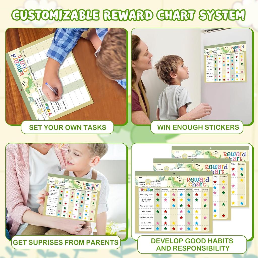 Magnetic Reward Chart for Kids at Home, Behavior Chart Pad with 26 Chore Charts, 1680 Star Stickers, 84 Motivational Stickers to Develop