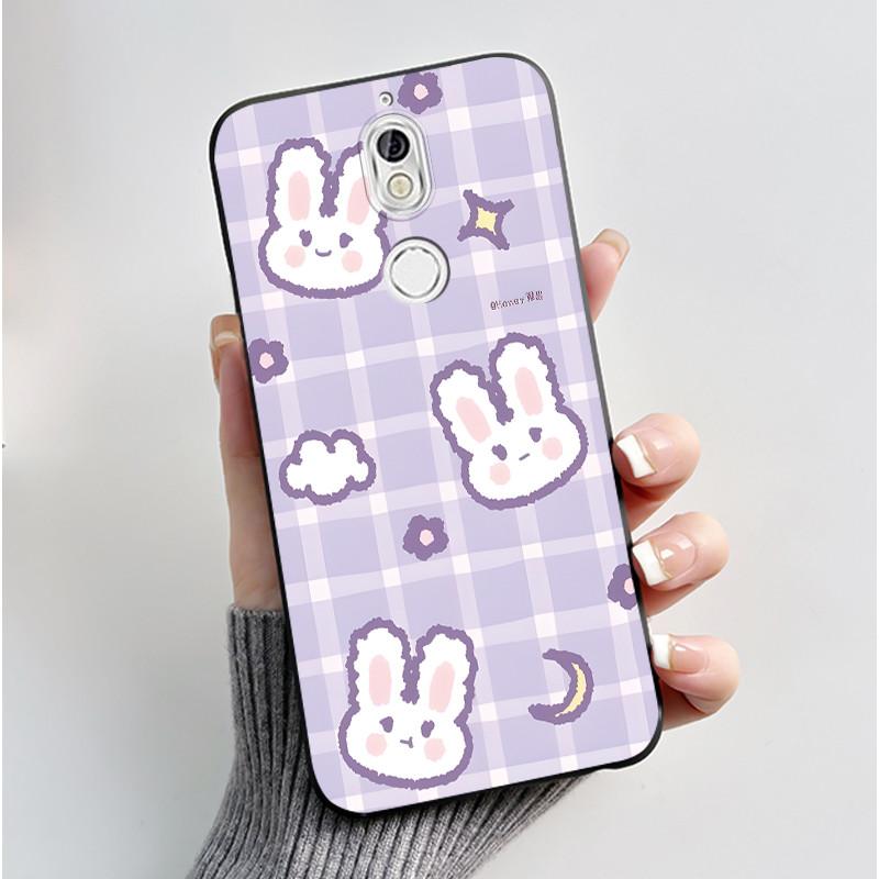 Case For Nokia 7 Phone Casing For Nokia 7 Plus Back Cover Trendy Soft Silicone Shockproof Black Case Milk Tea Rabbit Pattern