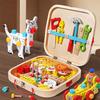 Kinder-Werkzeugkasten aus Holz Montessori Lernspielzeug Muttern Schrauben Simulierte Schreiner Montage Reparatur Werkzeuge Kreatives Spielset