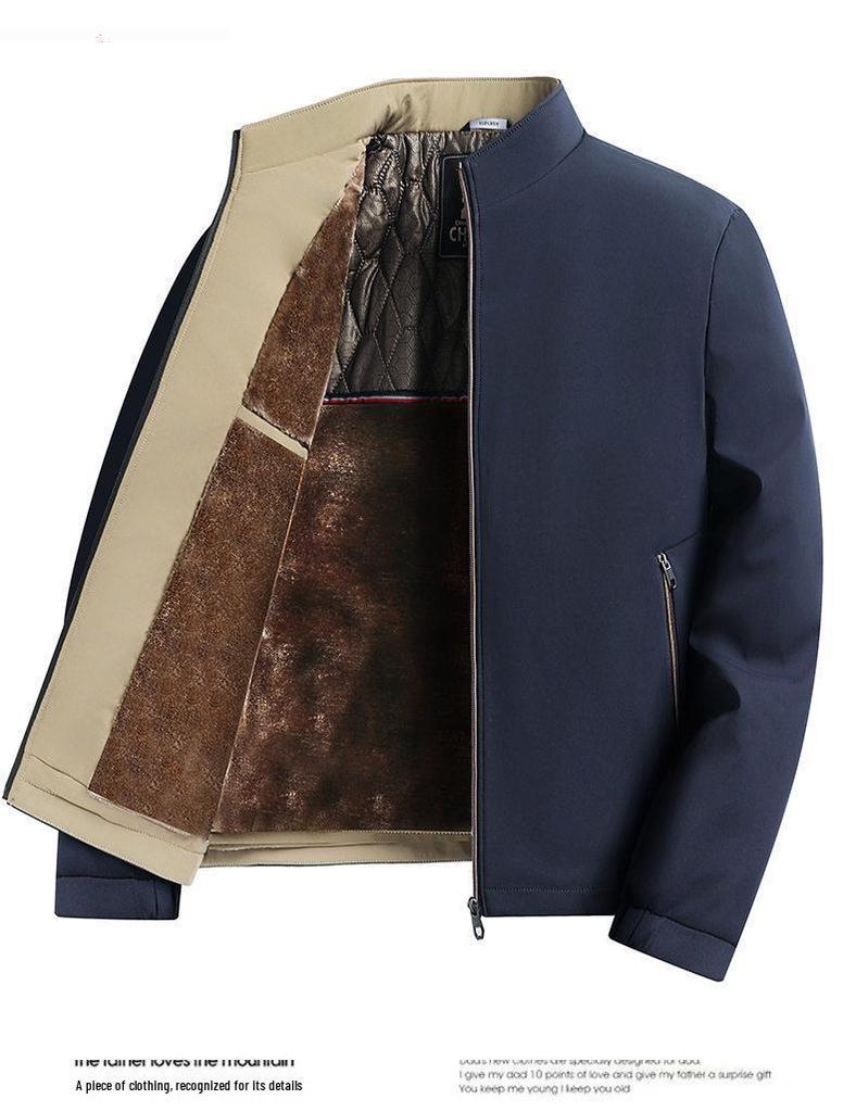 Herren Schwarz-Gold Baumwollgepolsterte Jacke mit Stehkragen und Samt-Graphen-Futter