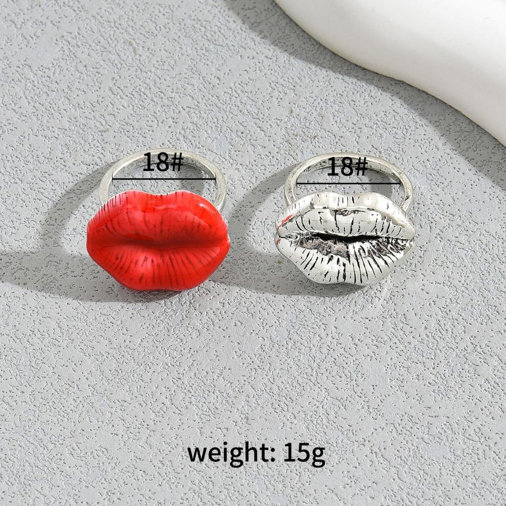 Vintage Creativity Geometric Sexy Red Lip Shape Finger Rings For Women Fashion Accessories Hip-Hop Punk Jewerly Rings Gifts