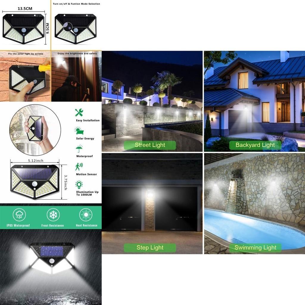 Bright And Efficient 100 Led Solar Lights Garden Wall Lamp With Motion Sensor For Outdoor Use