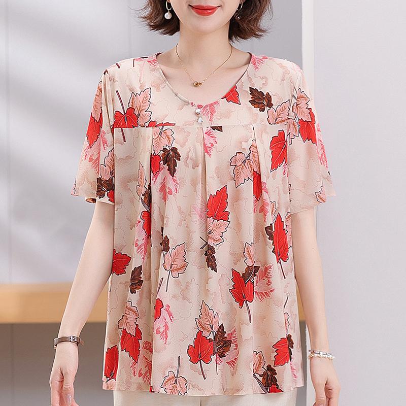 

Большие размеры 4XL-8XL элегантные блузки для женщин топы повседневные свободные короткие рукава женская рубашка летняя винтажная одежда 5XL