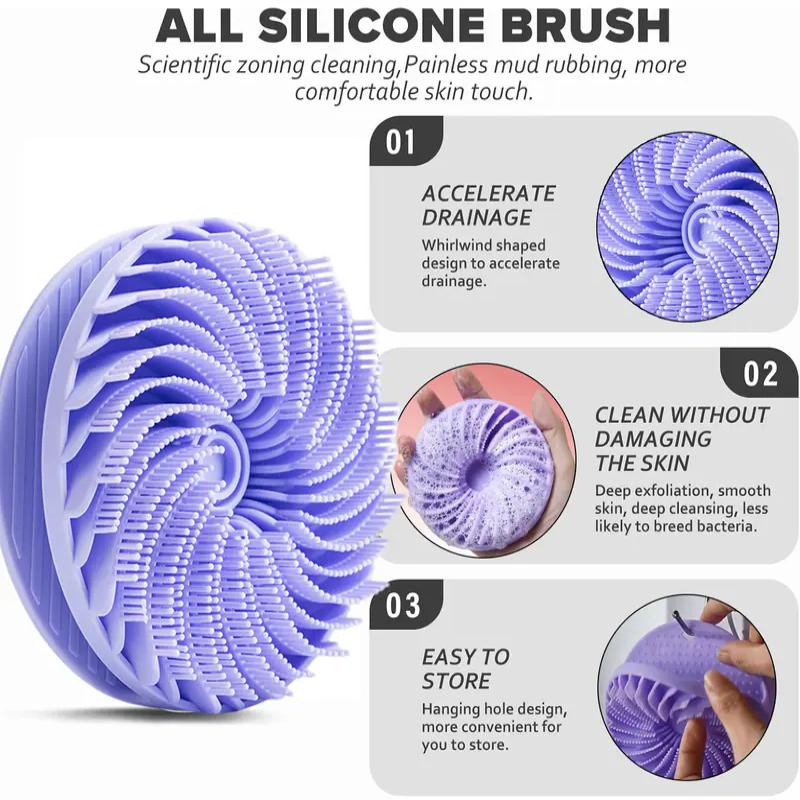 Silicone Body Scrubber Loofah Double-Sided Bath Brush,Shower Scrubber And Scalp Massager Shampoo Brush For Kids Women Men