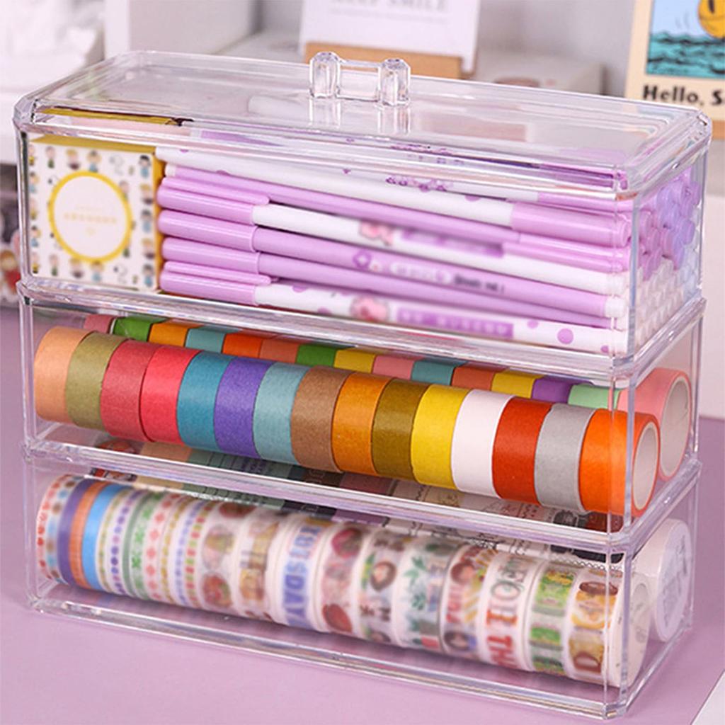Tea Bag Clear Storage Box Stackable Cosmetic Case Desktop Makeup Stationery Organizer for Bathroom Kitchen Home Organization