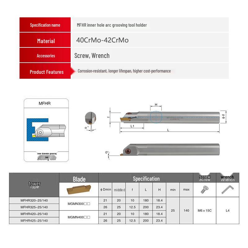 Inner Face Milling Cutter Bar MFHR216 for MGMN Inserts