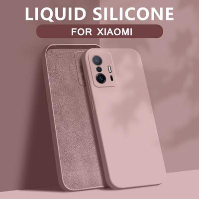 Custodia di lusso in silicone liquido quadrato per Xiaomi 14T 13T Poco X6 Pro Redmi Note 13 Pro 12 11 Custodia morbida antiurto color caramella
