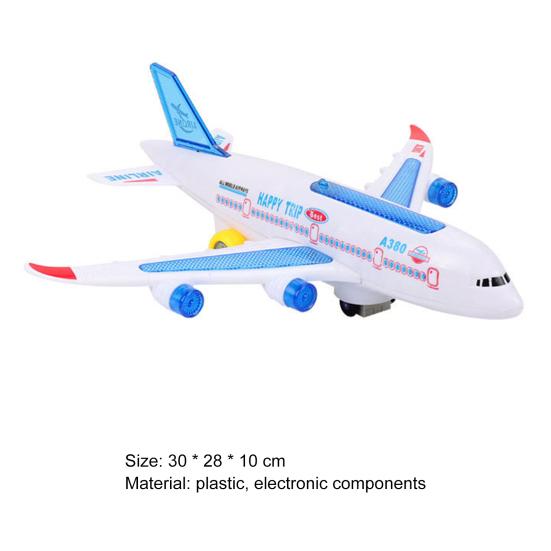 Aircraft Toy Hand-on Ability Energy-saving Kids Toy 360 Rotation Electric A380 Airplane Moving Flashing Lights Model Toy for Kids