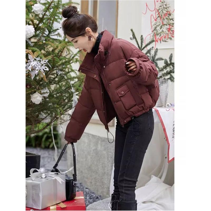 Warme und stilvolle kurze Daunenbaumwolljacke mit Brotmantel und Verdickungsdesign für den Winter