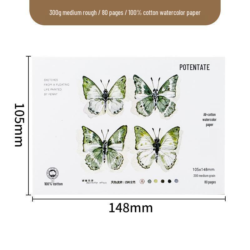 Zun Jue Handgefertigtes 300g Baumwoll-Aquarelljournal - Feine Körnung, Tragbar